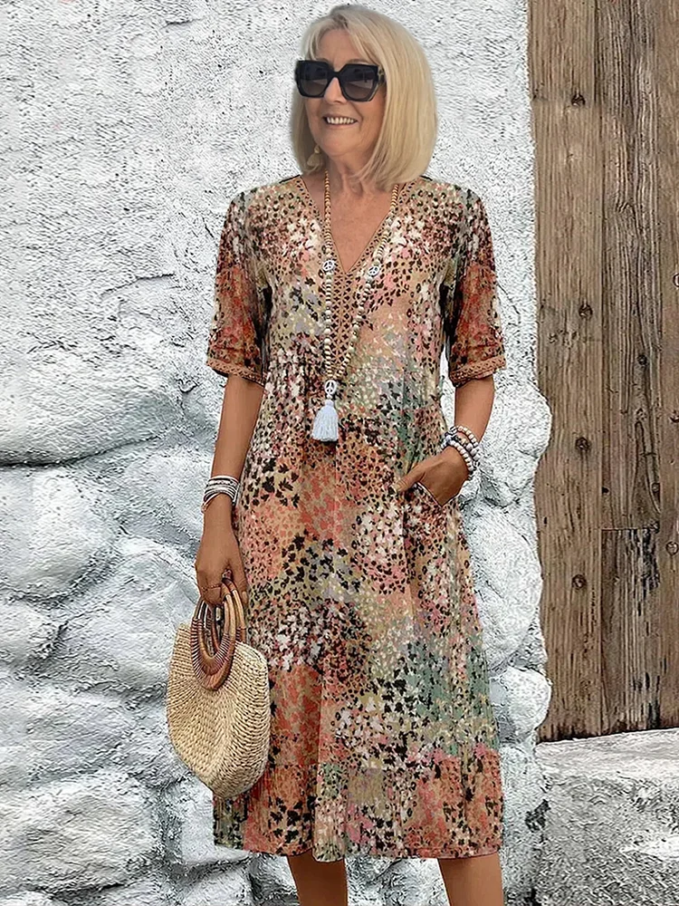 Anthea | Elegante Bloemen Midi Jurk