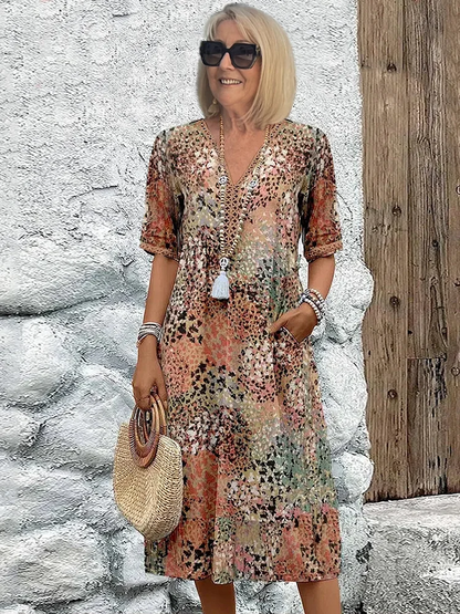Anthea | Elegante Bloemen Midi Jurk