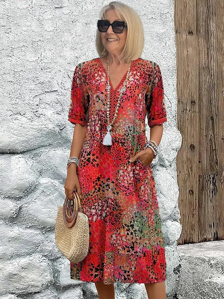 Anthea | Elegante Bloemen Midi Jurk