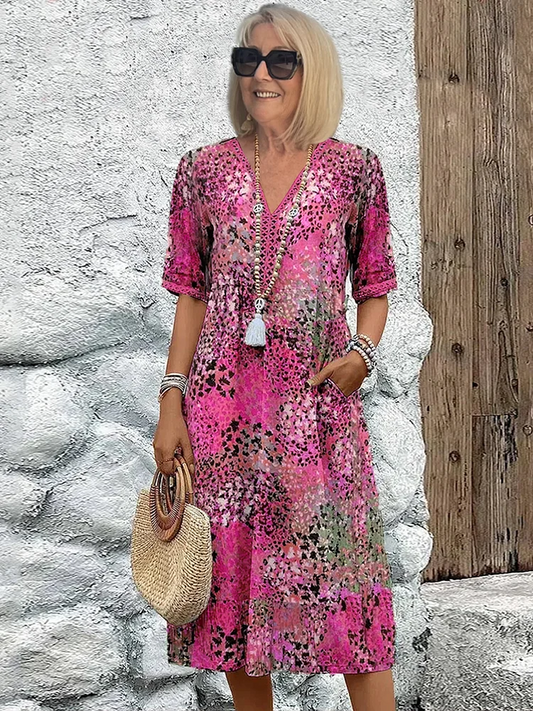 Anthea | Elegante Bloemen Midi Jurk