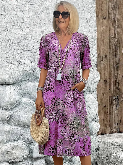 Anthea | Elegante Bloemen Midi Jurk