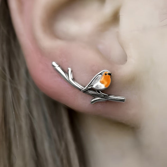 Handgemaakte oorbellen met vogeltje