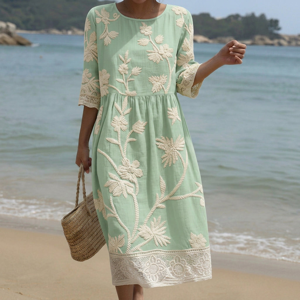 Gabi – Midi-jurk met planten- en bloemenprint