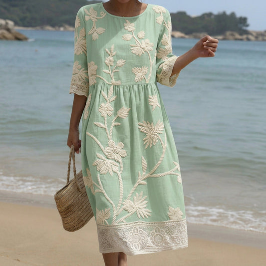 Gabi – Midi-jurk met planten- en bloemenprint