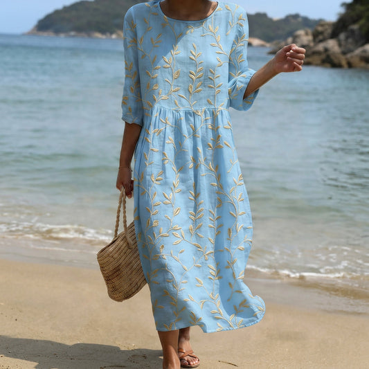 Natália – Midi-jurk met ronde hals en print