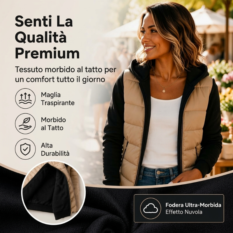 ⏰  Sconto del 50% di cambio stagione – qualità a metà prezzo! ✨Giacca Imbottita con Cappuccio e Blocco Colori da Donna