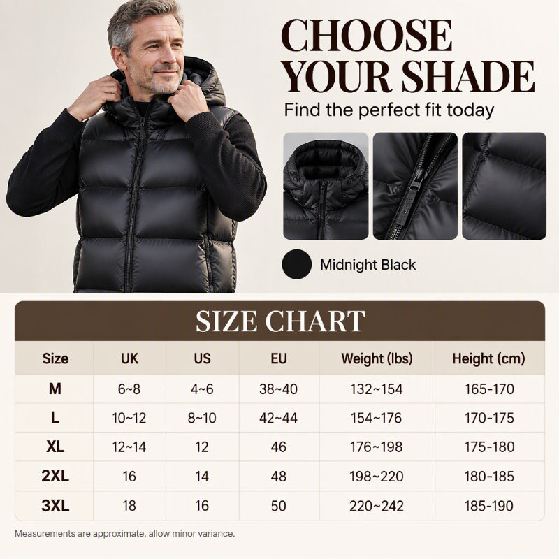 ✨ Lätt termisk bodywarmer med huva för herrar 🧥 Varm, tunn och bekväm att bära både utomhus och till vardags ✨