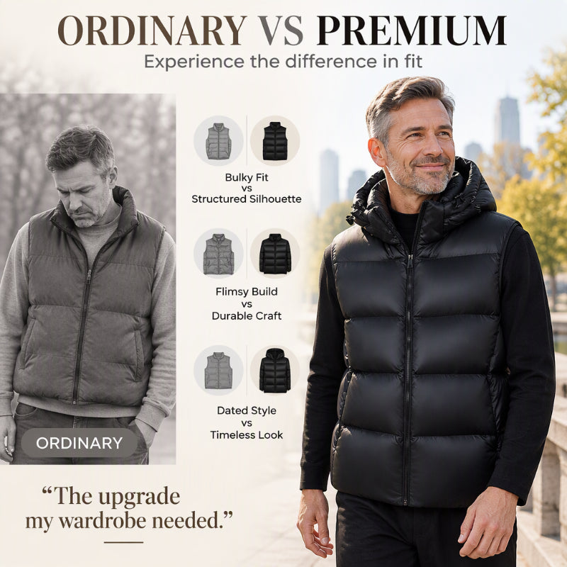 ✨ Lätt termisk bodywarmer med huva för herrar 🧥 Varm, tunn och bekväm att bära både utomhus och till vardags ✨