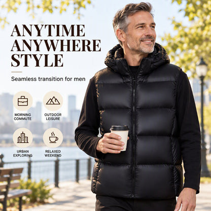 ✨ Lätt termisk bodywarmer med huva för herrar 🧥 Varm, tunn och bekväm att bära både utomhus och till vardags ✨